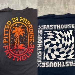 2 Fasthouse T Shirts 3XL Pitted In Paradise And Checker Graphic Black Blue •hole
